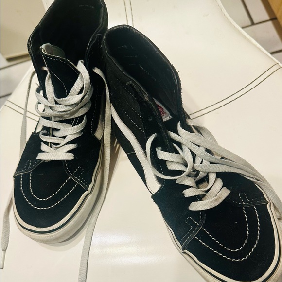 High top sneakers. Vans. Size 8. Fits like 7.5. Washed. Great condition. Firm. - Picture 2 of 9